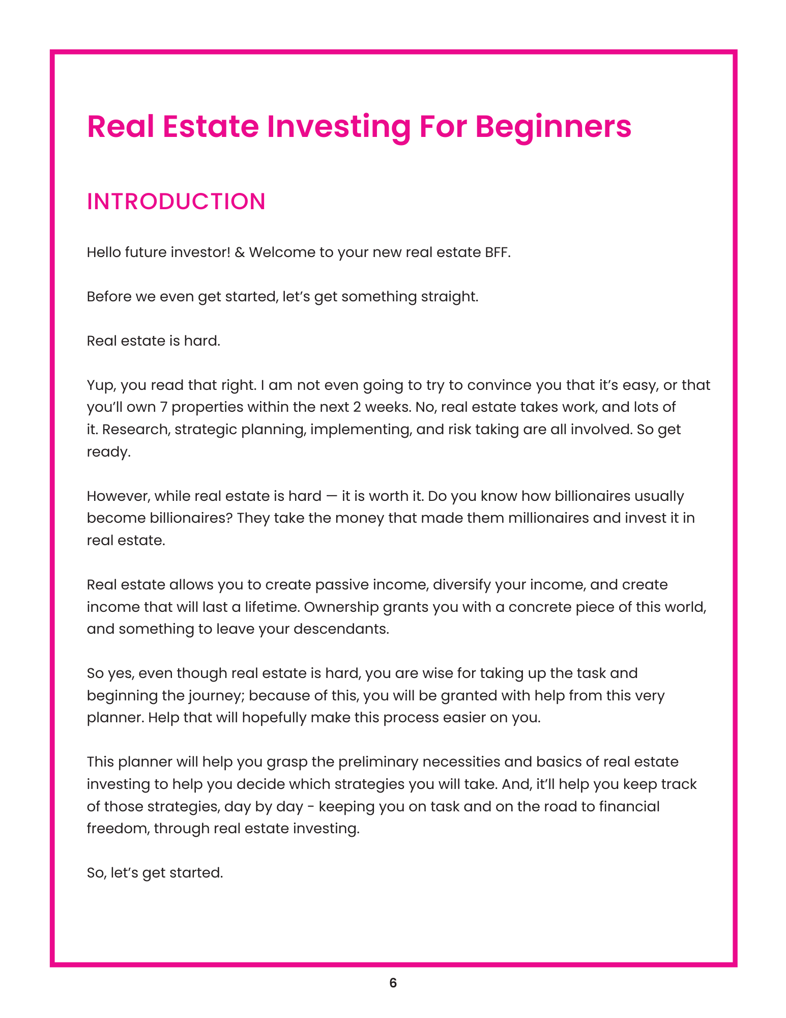 REAL ESTATE INVESTMENT PLANNER & GUIDE EBOOK