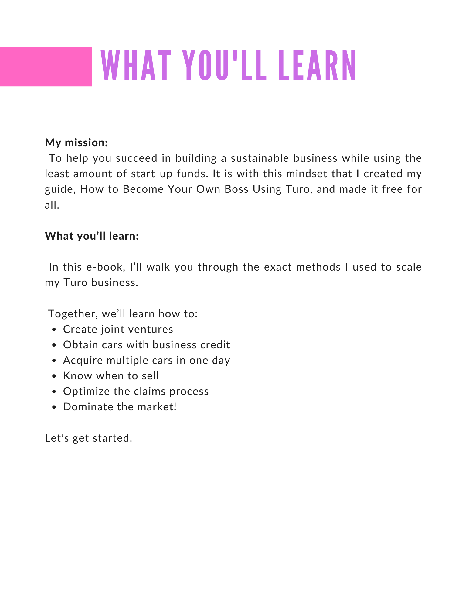 HOW TO SCALE A TURO BUSINESS EBOOK